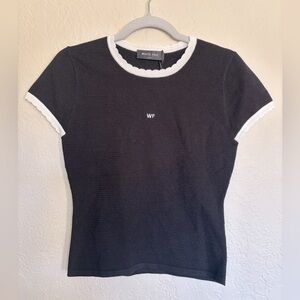 White Fox Black Riviera Views Knit Tee-size Small NWT